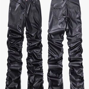 Sleek Black Faux Leather Trousers
